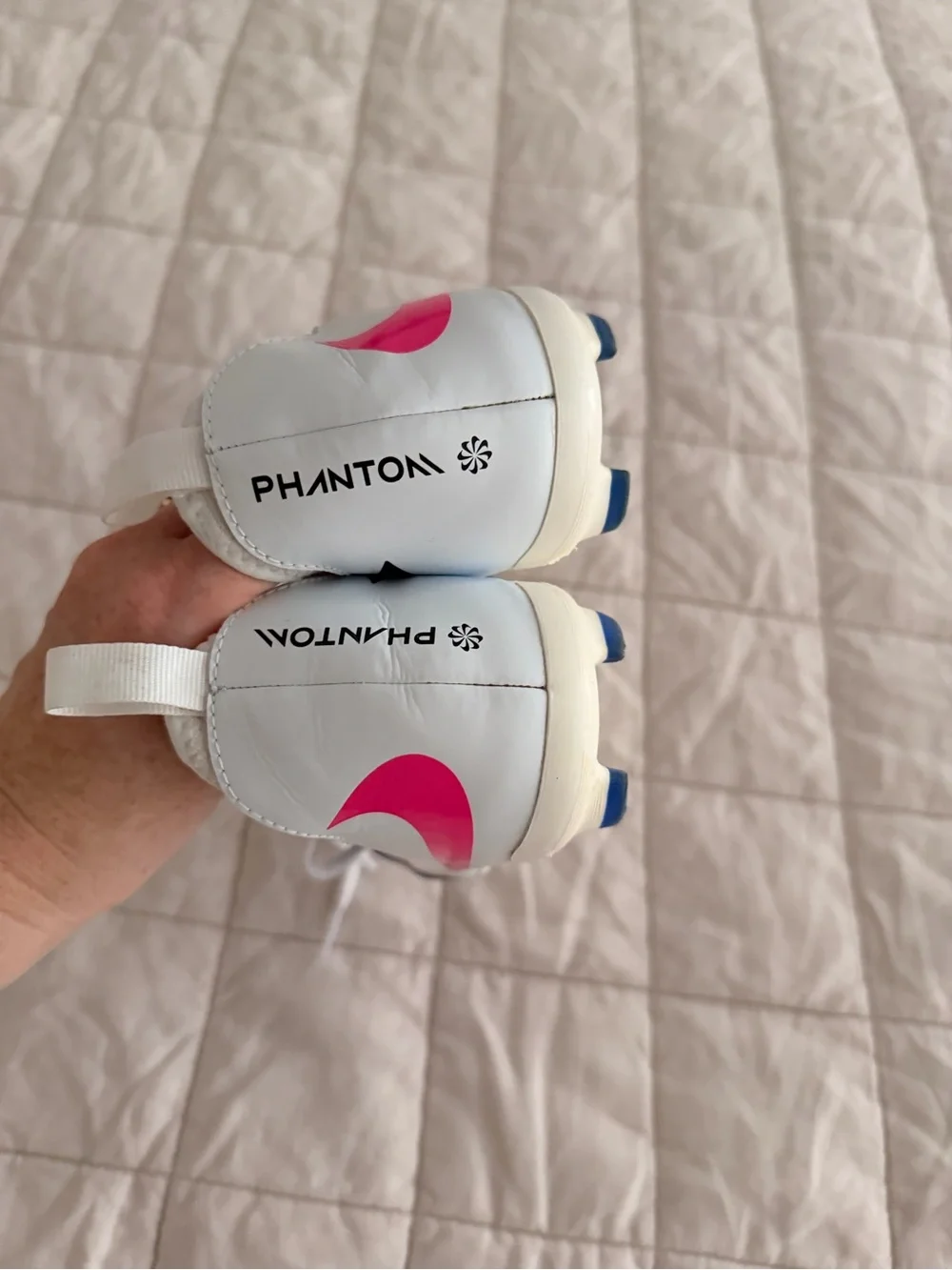 Nike - Size 4 - Junior Phantom 6 Low Academy Soccer Cleats Blue/White/Pink Blast
